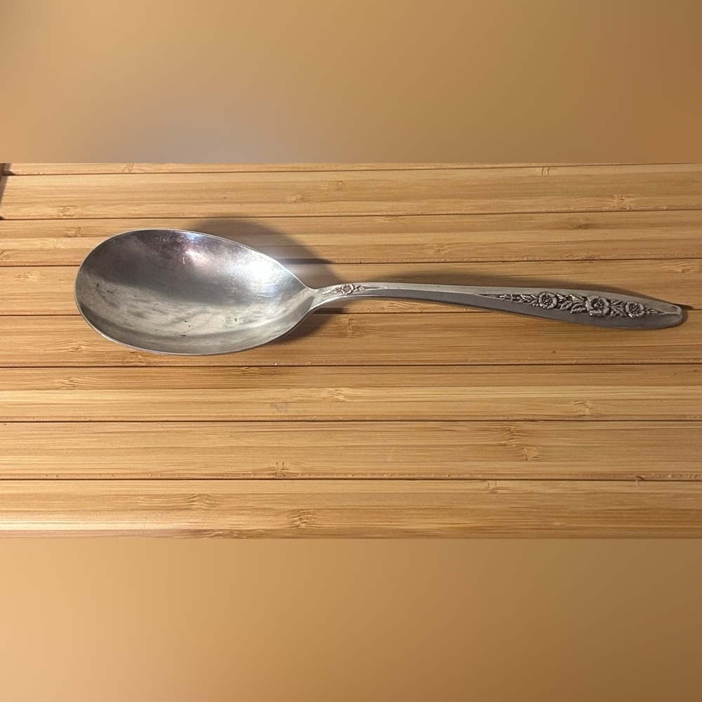 Classic Floral Handle Stainless Steel Serving Spoon - Silver